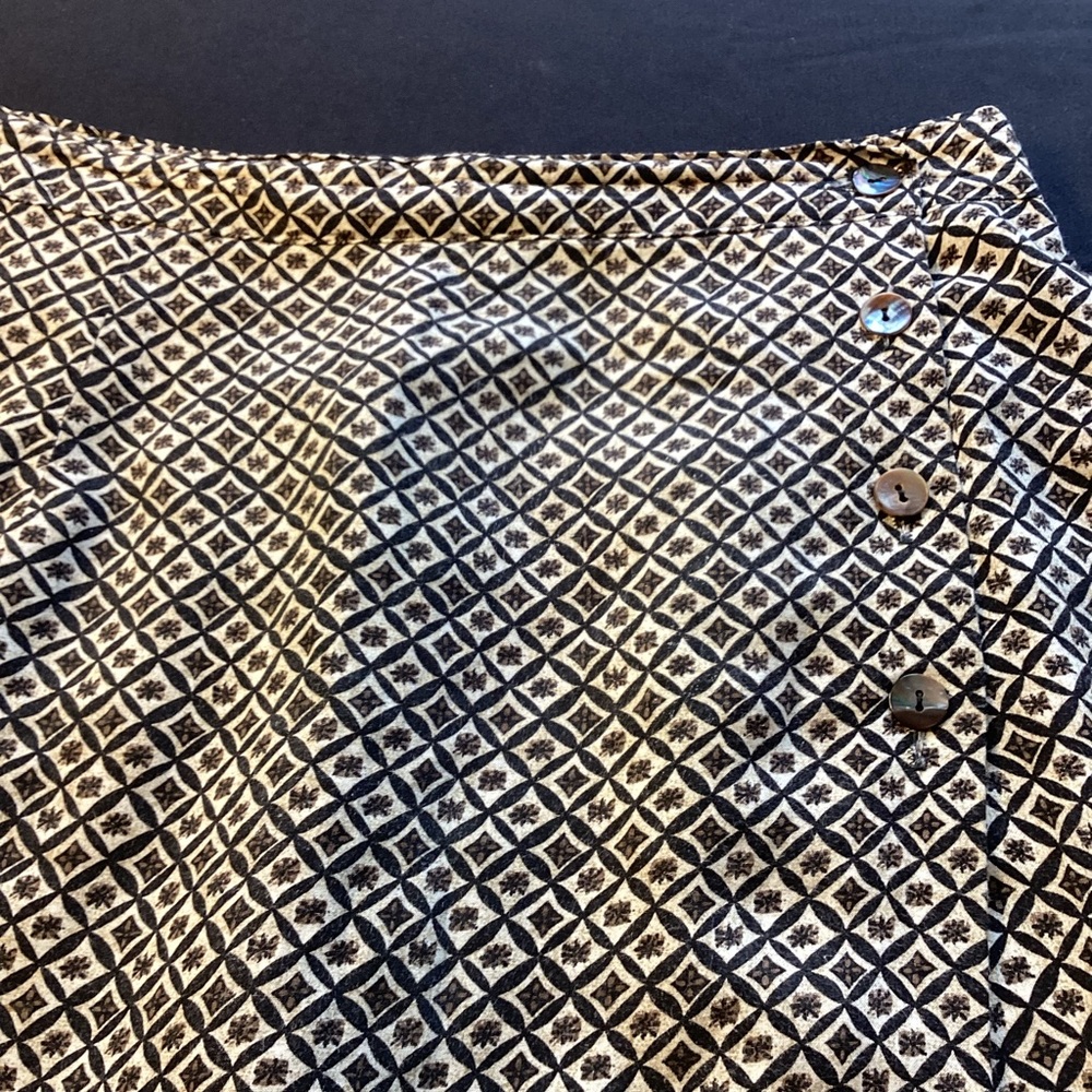 90s/Y2K USA Made Rayon Wrap Skort Size L Black Cream Geometric SoftGirl CBK